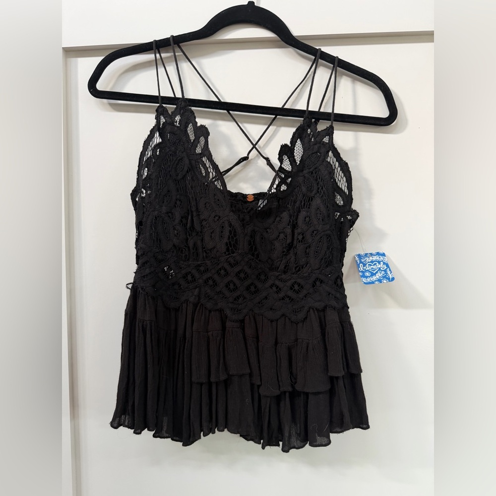 Free People Black Lace Blouse